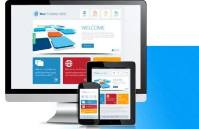 Responsive website shown on desktop and mobile